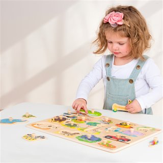 Peg puzzle - 16 pieces - safari